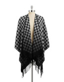 Lord & Taylor Fringed Houndstooth Wrap - GREY