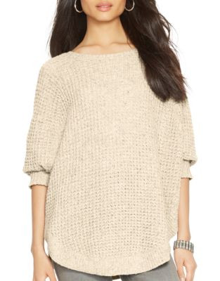 Lauren Ralph Lauren Cotton Sweater Poncho-BEIGE - BEIGE - X-SMALL