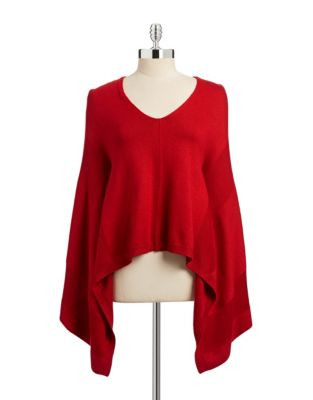 Edit By Jeanne Beker V-Neck Poncho-RED - RED - X-SMALL