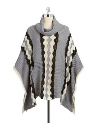 California Moonrise Cowl Neck Poncho Sweater-GREY - GREY - X-SMALL