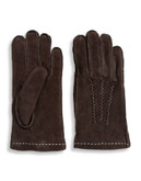 Lord & Taylor 9 Inch Faux Fur Lined Suede Gloves - BROWN - 7.5