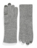 Lord & Taylor Ribbed Cashmere Texting Gloves - GREY HEATHER