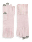 Lord & Taylor Ribbed Cashmere Texting Gloves - PINK HEATHER