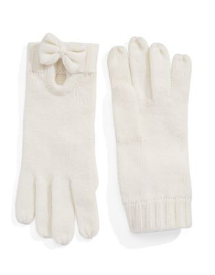 Kate Spade New York Gathered Bow Knit Gloves - CREAM