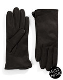 Lord & Taylor Vented Lined Leather Gloves - BROWN - 7