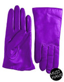 Lord & Taylor Cashmere-Lined 9" Leather Gloves - BLACKBERRY - 6