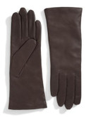 Lord & Taylor Cashmere-Lined 10.75" Leather Gloves - BROWN - 7.5