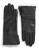 Lord & Taylor Wrist Length Side Button Leather Gloves - BLACK/WHITE - 7.5