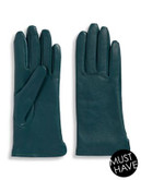 Lord & Taylor Vented Lined Leather Gloves - PEACOCK - 7.5