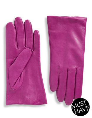 Lord & Taylor Cashmere-Lined 9" Leather Gloves - CUBERDON (FUSCHIA PINK) - 7