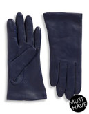Lord & Taylor Cashmere-Lined 9" Leather Gloves - JUNG (BLUE) - 6