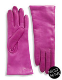 Lord & Taylor Cashmere-Lined 10.75" Leather Gloves - CUBERDON (FUSCHIA PINK) - 6