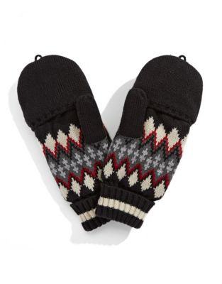 Olympic Collection Nordic Fleece Fingerless Mittens-BLACK - BLACK - LARGE/X-LARGE