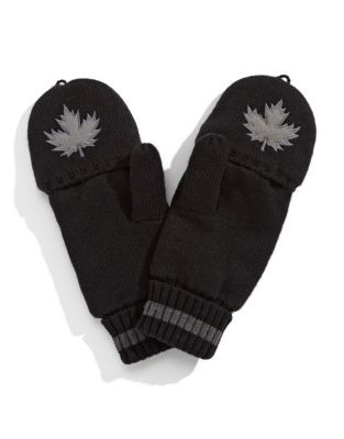 Olympic Collection Fleece Fingerless Mittens-BLACK - BLACK - LARGE/X-LARGE