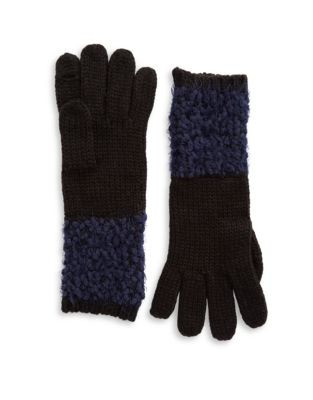 Calvin Klein Boucle Trimmed Gloves - NAVY