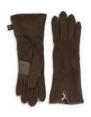 Echo Notched Cuff Touchscreen Gloves - DARK BROWN - SMALL