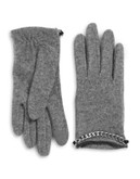 Lauren Ralph Lauren Wool and Cashmere Cropped Gloves-HEATHER GREY - HEATHER GREY - X-LARGE