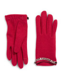 Lauren Ralph Lauren Wool and Cashmere Cropped Gloves-RED - RED - X-LARGE