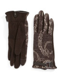 Lauren Ralph Lauren Equestrian Knit Touch Gloves - COFFEE - MEDIUM
