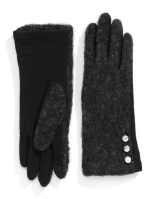 Lauren Ralph Lauren Wool-Blend Touchscreen Gloves - BLACK - MEDIUM