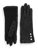 Lauren Ralph Lauren Wool-Blend Touchscreen Gloves-BLACK - BLACK - X-LARGE