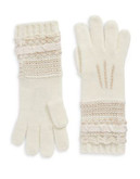 Lauren Ralph Lauren Textured Trim Gloves - CREAM
