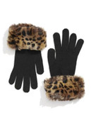Parkhurst Faux Fur Cuffed Knit Gloves - CHEETAH
