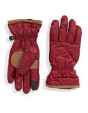 Lauren Ralph Lauren Quilted Nylon Gloves - RED - MEDIUM