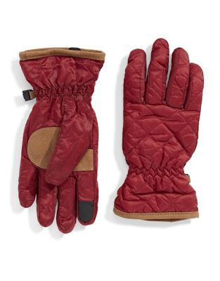 Lauren Ralph Lauren Quilted Nylon Gloves - RED - LARGE