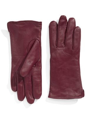 Lord & Taylor Cashmere-Lined 9" Leather Gloves - CHIANTI (BURGUNDY) - 7.5