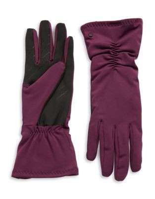 Ur Powered Ruched Cuff Touch-Screen Gloves - RAISIN - S/M
