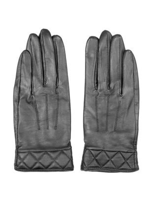 Topshop Leather Gloves - BLACK - SMALL/MEDIUM
