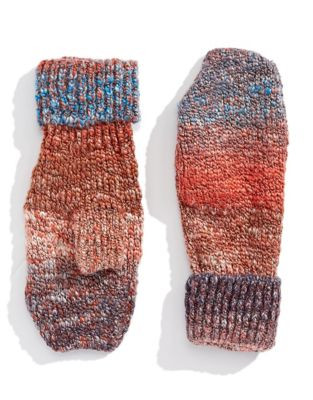 Parkhurst Multi-Coloured Harvest Knit Mittens - TOBACCO