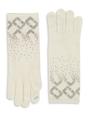 Diane Von Furstenberg Embellished Knit Gloves - POWDER