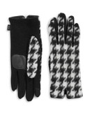 Echo Touch Houndstooth Wool-Blend Gloves - BLACK - MEDIUM