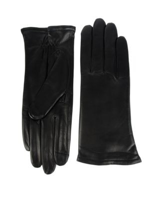 Hampton Collection Touch Technology Enabled Leather Gloves - BLACK - 7