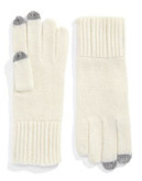 Lord & Taylor Ribbed Cashmere Texting Gloves - IVORY