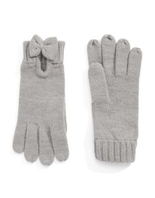 Kate Spade New York Gathered Bow Knit Gloves - GREY