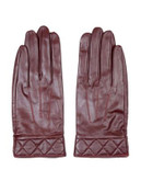 Topshop Leather Gloves - BURGUNDY - MEDIUM/LARGE