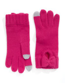 Kate Spade New York Gathered Bow Knit Gloves - DEEP PINK
