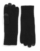 Lord & Taylor Touch Cashmere-Blend Gloves - BLACK