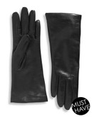 Lord & Taylor Cashmere-Lined 10.75" Leather Gloves - BLACK - 6