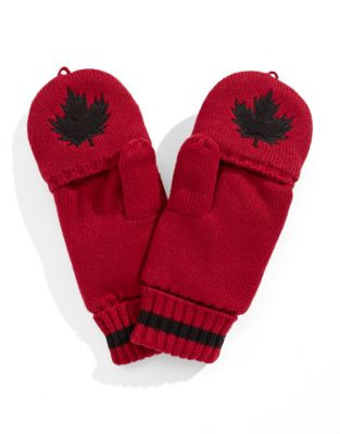 Olympic Collection Fleece Fingerless Mittens-RED - RED - LARGE/X-LARGE