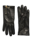 Diane Von Furstenberg Colourblocked Leather Gloves - BLACK/FERRARI RED - 7.5