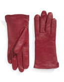 Lord & Taylor Vented Lined Leather Gloves - CHERRY RED - 6