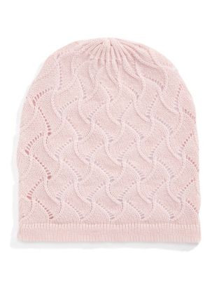 Lord & Taylor Pointelle Cashmere Beanie - PINK HEATHER