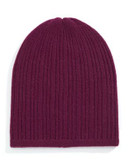 Lord & Taylor Ribbed Cashmere Beanie - PORT