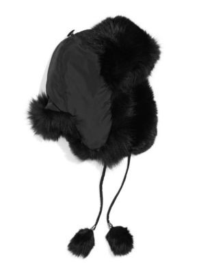 Pajar Rabbit Fur Pom-Pom Hat - BLACK