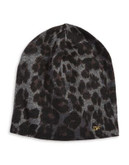 Diane Von Furstenberg Leopard Wool-Cashmere Blend Hat - VINTAGE LEOPARD GREY