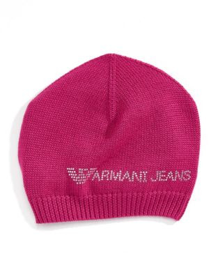 Armani Jeans Bejewelled Wool-Blend Tuque - FUSCHIA - SMALL